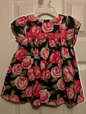 Gymboree Baby👶🏻Girl's👧🏻Floral🌹Special Occasion Satin Ribbon🎀Dress👗Sz 6-12M